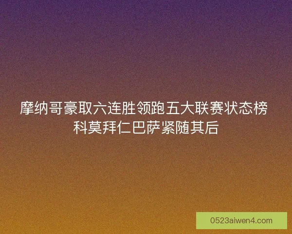 摩纳哥豪取六连胜领跑五大联赛状态榜 科莫拜仁巴萨紧随其后